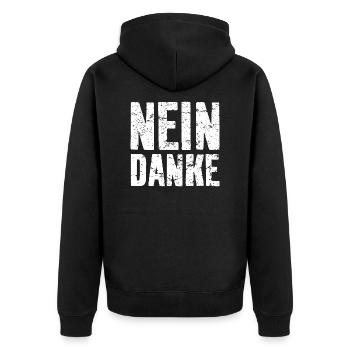 NEIN DANKE WIDERSTAND DEMO - Unisex Premium Bio Zip Hoodie - Schwarz - Hinten - Nico (187cm)