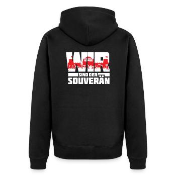 Wir sind der Souverän - Poltik - Demonstration - Unisex Premium Bio Zip Hoodie - Schwarz - Hinten - Nico (187cm)