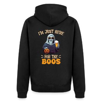 Je suis juste ici pour les huées en buvant de la bière Halloween - Veste à capuche bio Premium Unisexe - noir - Dos - Nico (187cm)