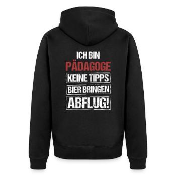 I'm an educator - bring beer and take off - Unisex Premium Organic Zip Hoodie - black - Back - Nico (187cm)