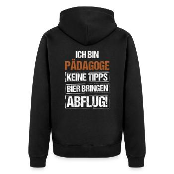 I'm an educator - bring beer and take off - Unisex Premium Organic Zip Hoodie - black - Back - Nico (187cm)