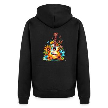 Guitare colorée avec des fleurs - Veste à capuche bio Premium Unisexe - noir - Dos - Nico (187cm)