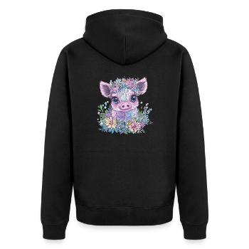 Fleurs Piggy - Veste à capuche bio Premium Unisexe - noir - Dos - Nico (187cm)