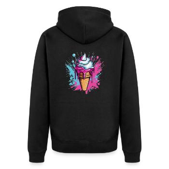 Eiscreme im Pop-Art Style - Unisex Premium Bio Zip Hoodie - Schwarz - Hinten - Nico (187cm)