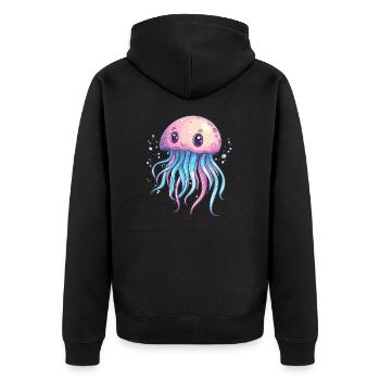 Mignonnes méduses aux couleurs pastel - Veste à capuche bio Premium Unisexe - noir - Dos - Nico (187cm)