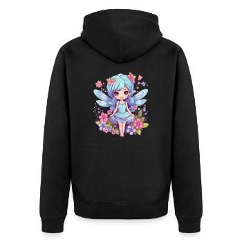 Zauberhafte Blumenfee - Unisex Premium Bio Zip Hoodie - Schwarz - Hinten - Nico (187cm)