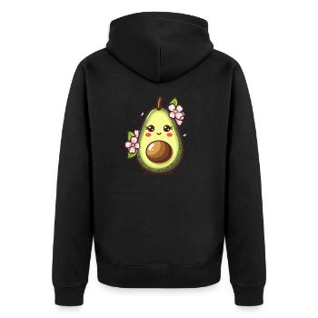 Sweet avocado with flowers - Unisex Premium Organic Zip Hoodie - black - Back - Nico (187cm)