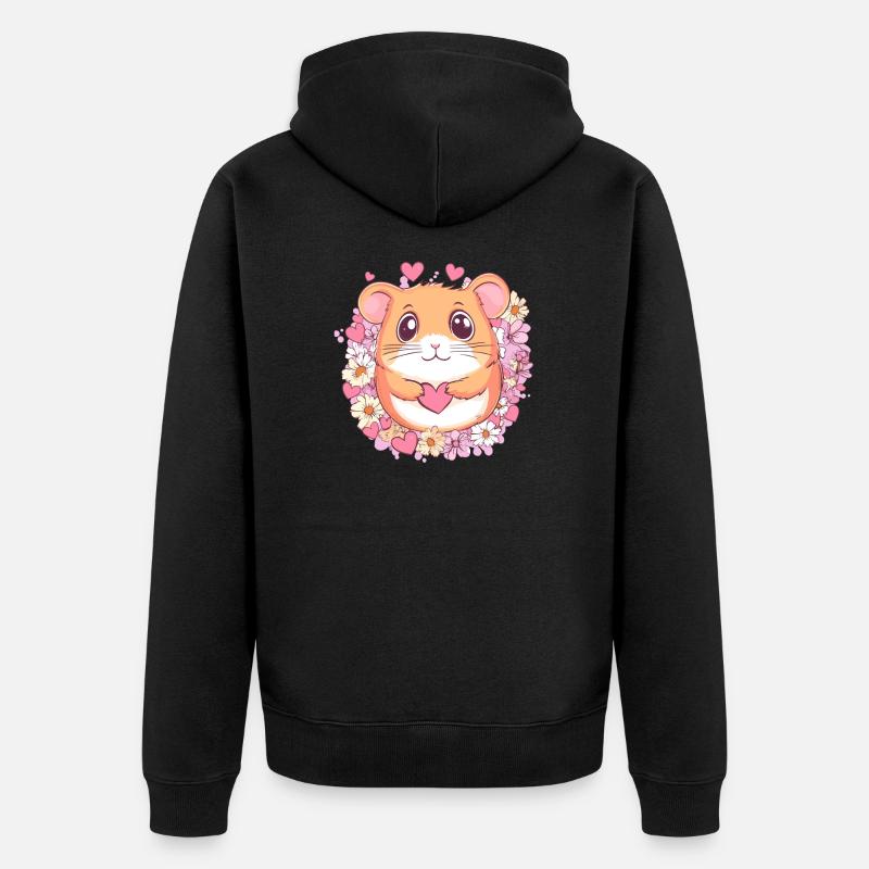 Hamster avec cœur - Veste à capuche bio Premium Unisexe - noir