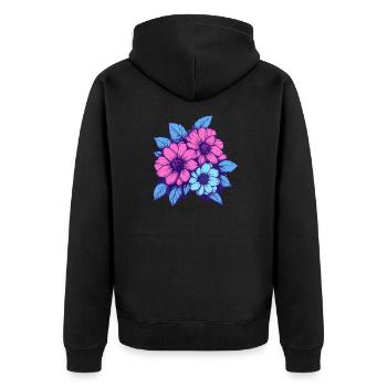 Trio de fleurs néon - Veste à capuche bio Premium Unisexe - noir - Dos - Nico (187cm)