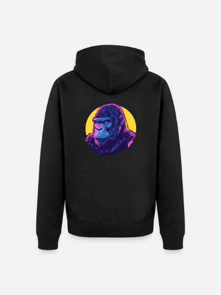 Gorilla Neon Kraft - Unisex Premium Bio Zip Hoodie - Schwarz