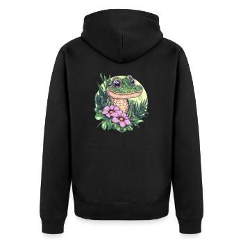 Krokodil im Dschungel - Unisex Premium Bio Zip Hoodie - Schwarz - Hinten - Nico (187cm)
