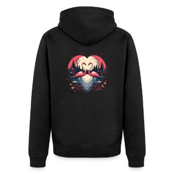 Flamingos in heart shape - Unisex Premium Organic Zip Hoodie - black - Back - Nico (187cm)