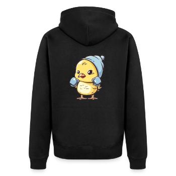Boxendes Küken mit Mütze - Unisex Premium Bio Zip Hoodie - Schwarz - Hinten - Nico (187cm)