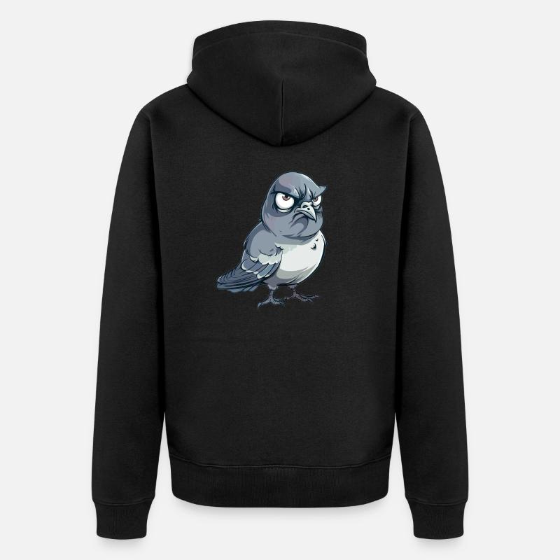 Grummelige Taube Comic-Stil - Unisex Premium Bio Zip Hoodie - Schwarz