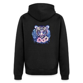 Bébé tigre avec des fleurs - Veste à capuche bio Premium Unisexe - noir - Dos - Nico (187cm)