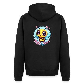 Liebevolle Honigbiene - Unisex Premium Bio Zip Hoodie - Schwarz - Hinten - Nico (187cm)