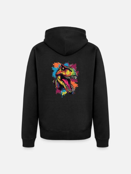 Bunter T-Rex Kopf - Unisex Premium Bio Zip Hoodie - Schwarz