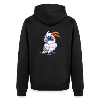 Cockatoo mit Sonnenbrille - Unisex Premium Bio Zip Hoodie - Schwarz - Hinten - Nico (187cm)