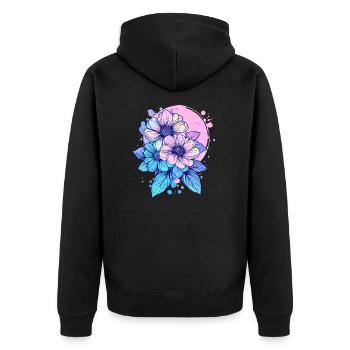 Neon Flowers Splash - Unisex Premium Organic Zip Hoodie - black - Back - Nico (187cm)