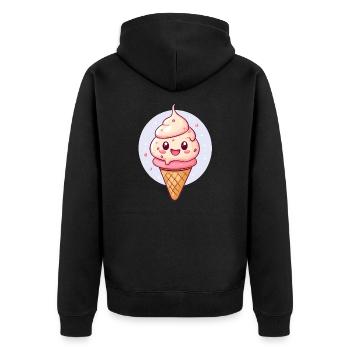 Glace porte-bonheur avec un visage - Veste à capuche bio Premium Unisexe - noir - Dos - Nico (187cm)