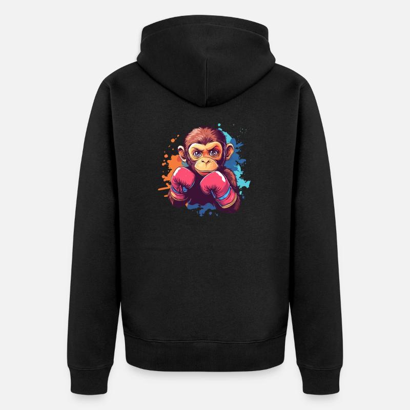 Singe de boxe - Veste à capuche bio Premium Unisexe - noir