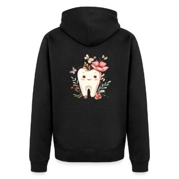 Blossom tooth with butterflies - Unisex Premium Organic Zip Hoodie - black - Back - Nico (187cm)