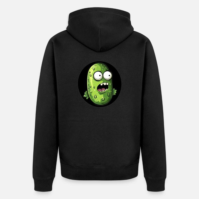 Drôle de concombre effrayé - Veste à capuche bio Premium Unisexe - noir