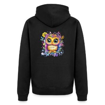 Colorful owl with flowers - Unisex Premium Organic Zip Hoodie - black - Back - Nico (187cm)