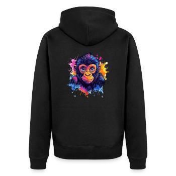 éclaboussure de tête de singe coloré - Veste à capuche bio Premium Unisexe - noir - Dos - Nico (187cm)