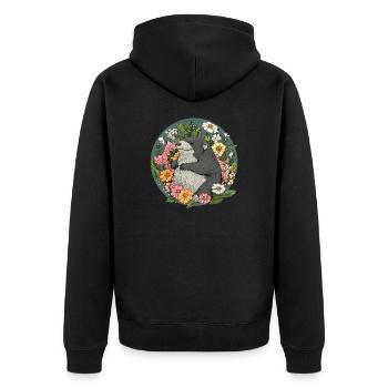 Taupe dans une mer de fleurs - Veste à capuche bio Premium Unisexe - noir - Dos - Nico (187cm)