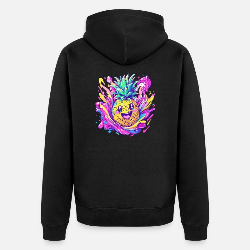 Explosion d’ananas heureuse - Veste à capuche bio Premium Unisexe - noir