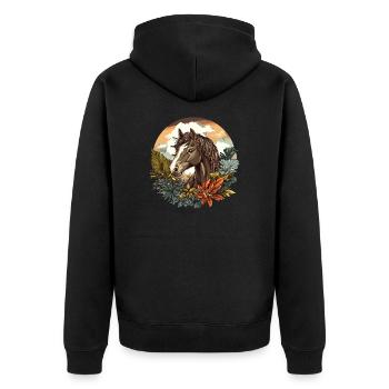 Horse in a tropical paradise - Unisex Premium Organic Zip Hoodie - black - Back - Nico (187cm)