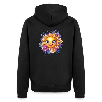 Soleil avec couronne de fleurs - Veste à capuche bio Premium Unisexe - noir - Dos - Nico (187cm)