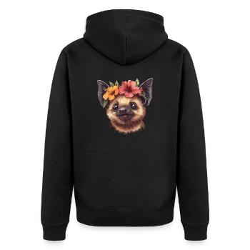 Fledermaus mit Blüten - Unisex Premium Bio Zip Hoodie - Schwarz - Hinten - Nico (187cm)