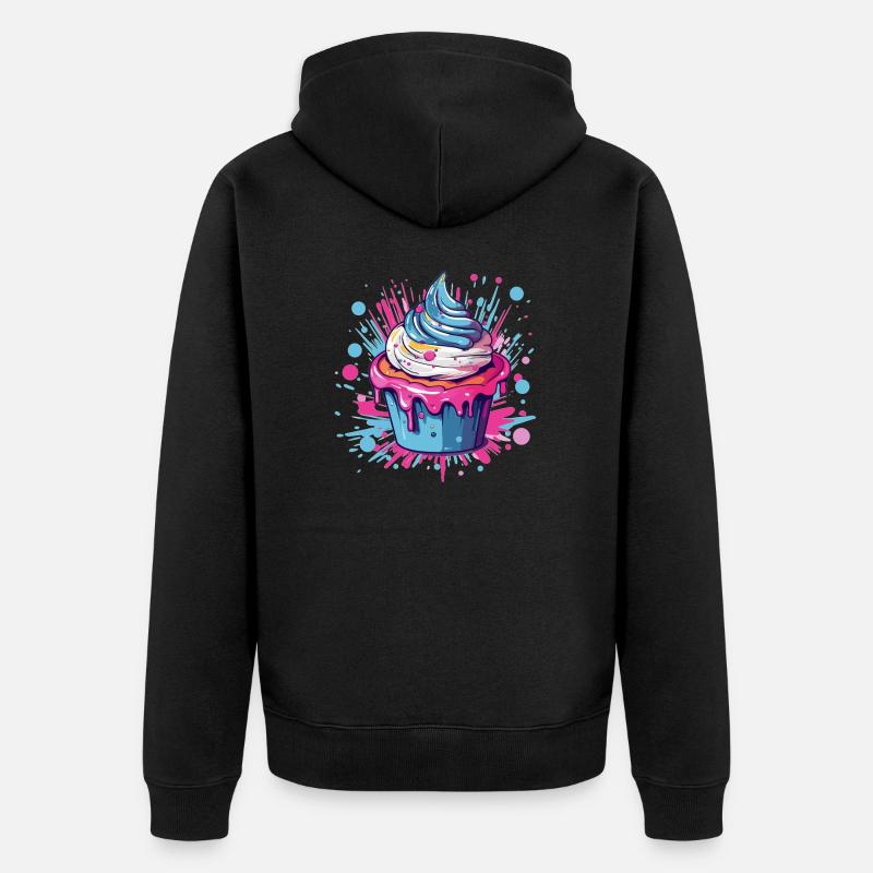 Bunter Cupcake Pop-Art - Unisex Premium Bio Zip Hoodie - Schwarz