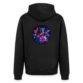 Glowing butterfly language - Unisex Premium Organic Zip Hoodie - black - Back - Nico (187cm)