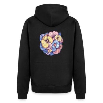 Blumenpracht im Pastell - Unisex Premium Bio Zip Hoodie - Schwarz - Hinten - Nico (187cm)