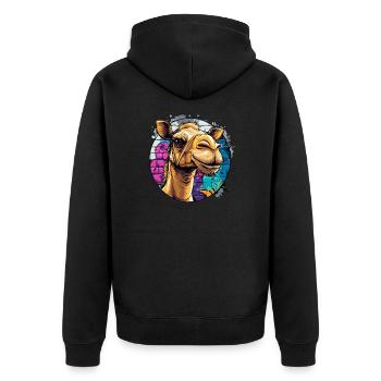 Graffiti Kamel Style - Unisex Premium Bio Zip Hoodie - Schwarz - Hinten - Nico (187cm)