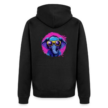 Cooler Elefant in Sonnenbrille - Unisex Premium Bio Zip Hoodie - Schwarz - Hinten - Nico (187cm)