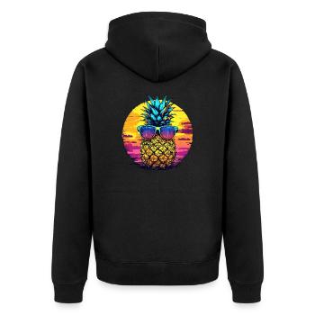 Sun pineapple with glasses - Unisex Premium Organic Zip Hoodie - black - Back - Nico (187cm)