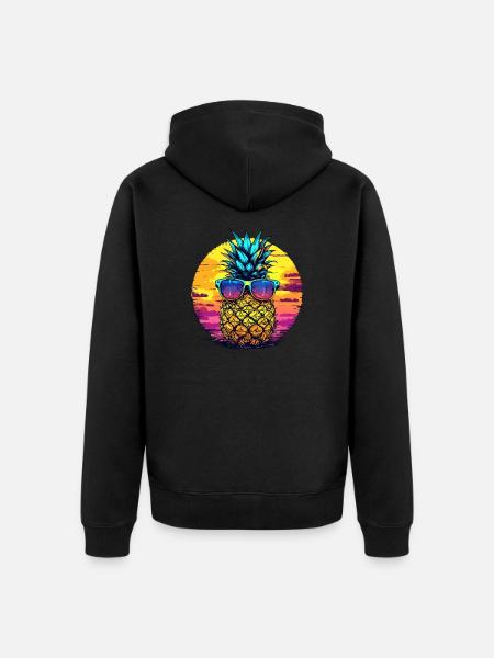 Sun pineapple with glasses - Unisex Premium Organic Zip Hoodie - black