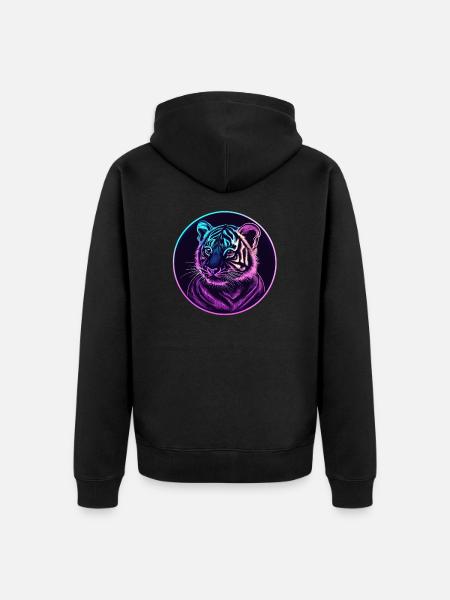 Neon Tigerblick - Unisex Premium Bio Zip Hoodie - Schwarz
