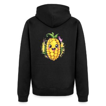 Happy corn on the cob - Unisex Premium Organic Zip Hoodie - black - Back - Nico (187cm)