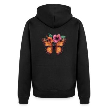 Butterfly with flowers - Unisex Premium Organic Zip Hoodie - black - Back - Nico (187cm)