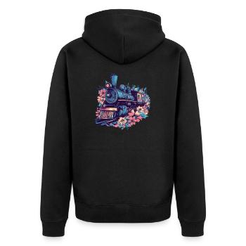 Blumen Zug Magie - Unisex Premium Bio Zip Hoodie - Schwarz - Hinten - Nico (187cm)
