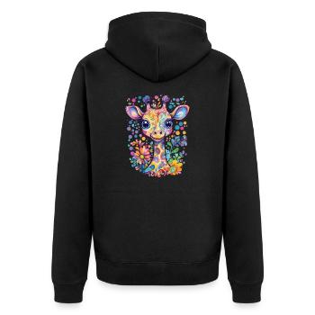 Colorful Giraffe Dreams - Unisex Premium Organic Zip Hoodie - black - Back - Nico (187cm)