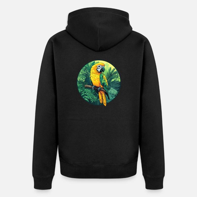 Perroquet dans la jungle - Veste à capuche bio Premium Unisexe - noir