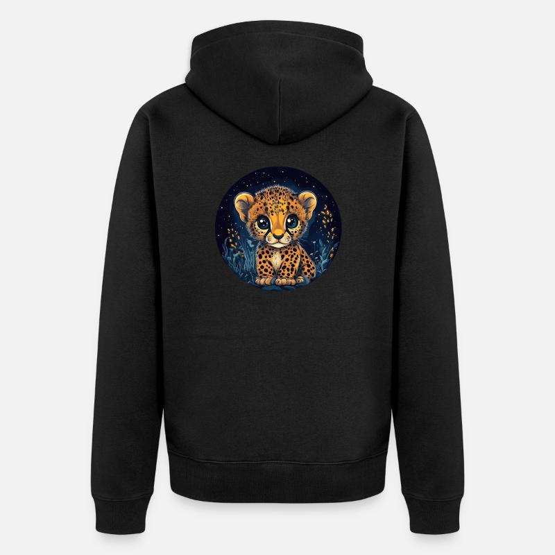 Bébé guépard la nuit - Veste à capuche bio Premium Unisexe - noir