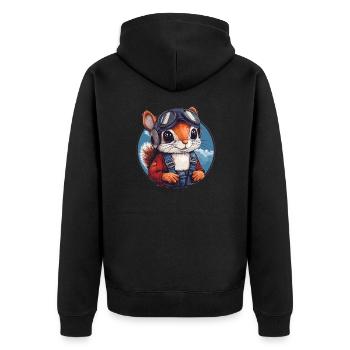 Fliegendes Eichhörnchen mit Brille - Unisex Premium Bio Zip Hoodie - Schwarz - Hinten - Nico (187cm)