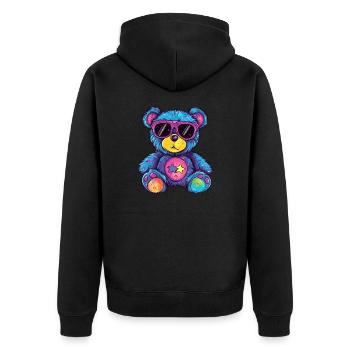 Bunter Sternen Teddy - Unisex Premium Bio Zip Hoodie - Schwarz - Hinten - Nico (187cm)
